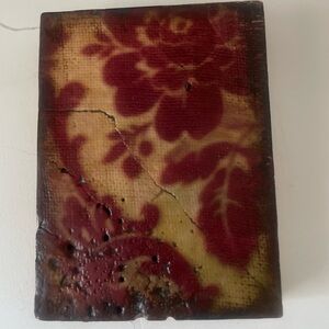 Sid Dickens Red and Cream Floral Mixed Media Art